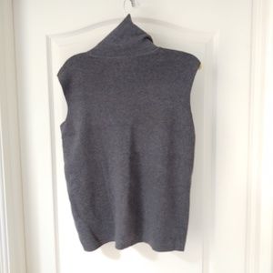 Grey Ribbed Sleeveless Turtleneck